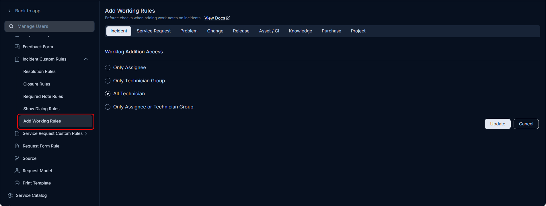 Add Worklog Rules
