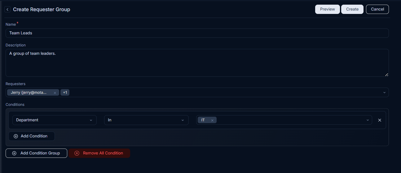 Creating a Requester Group