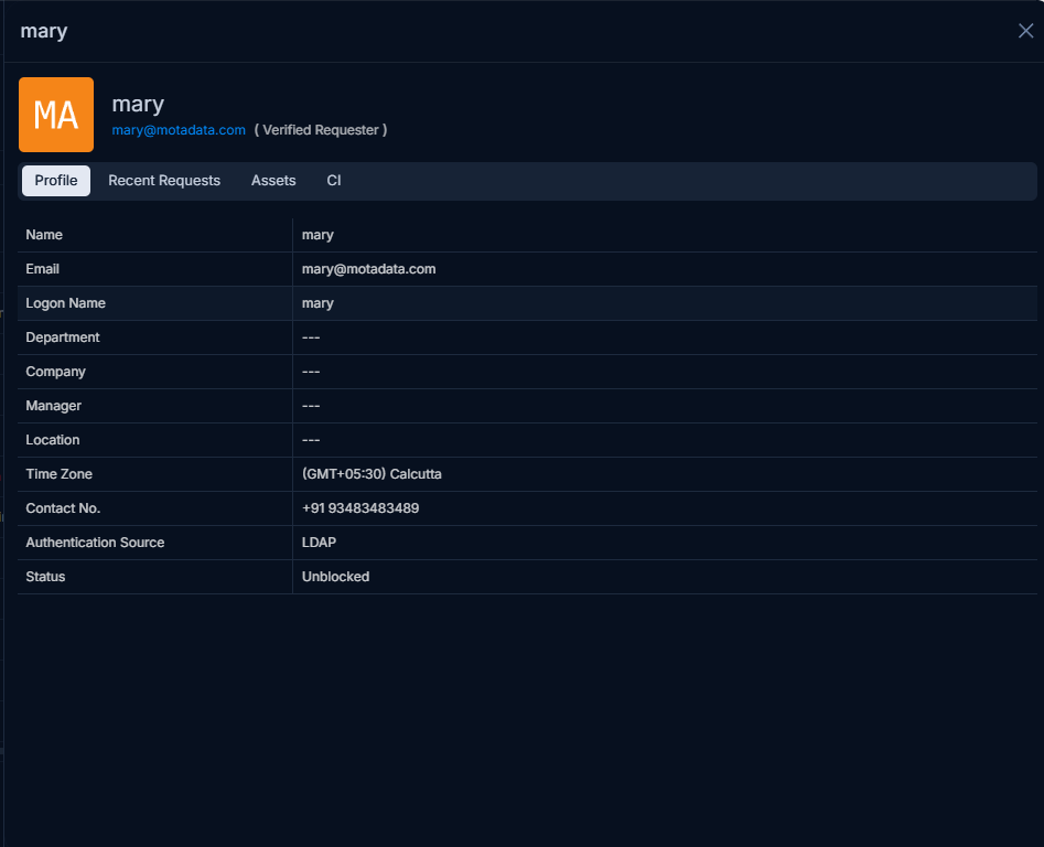 View Requester Details