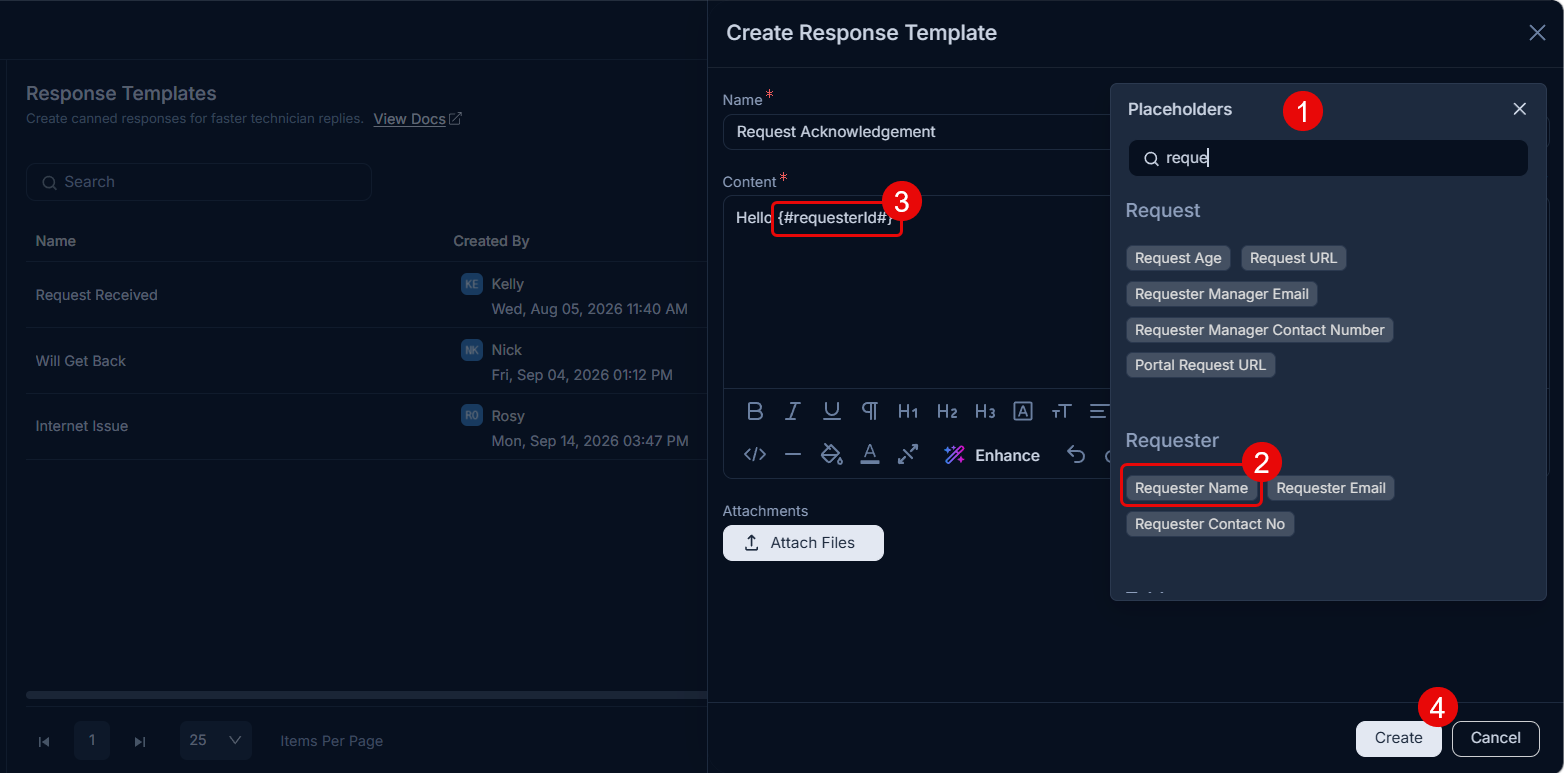 Create Response Template