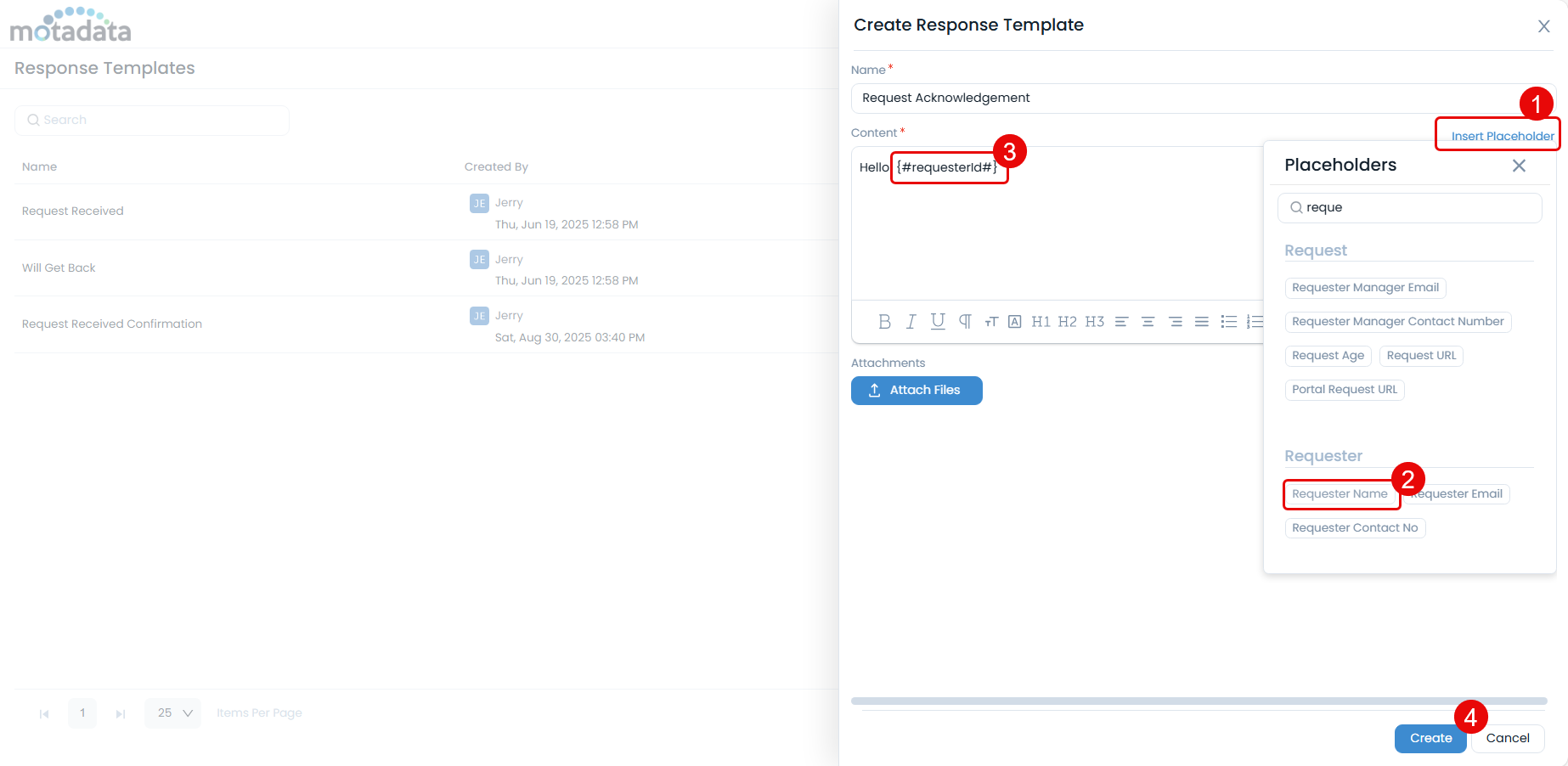 Create Response Template