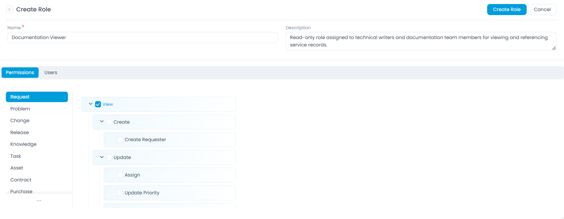 Create Page - Select Permissions