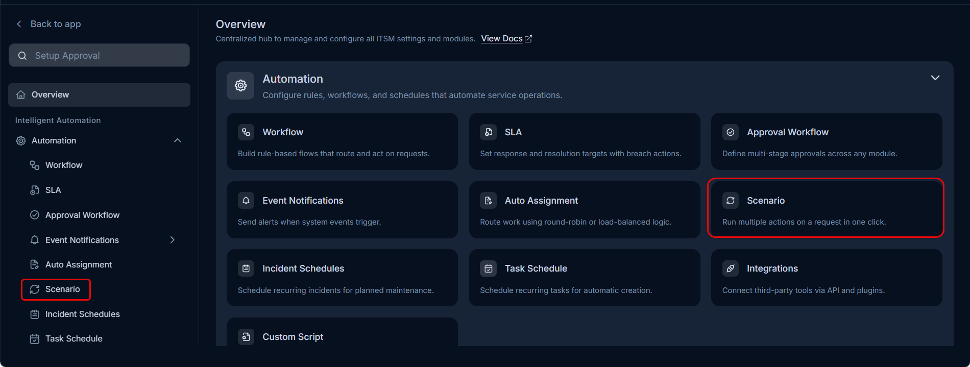 Scenario Menu