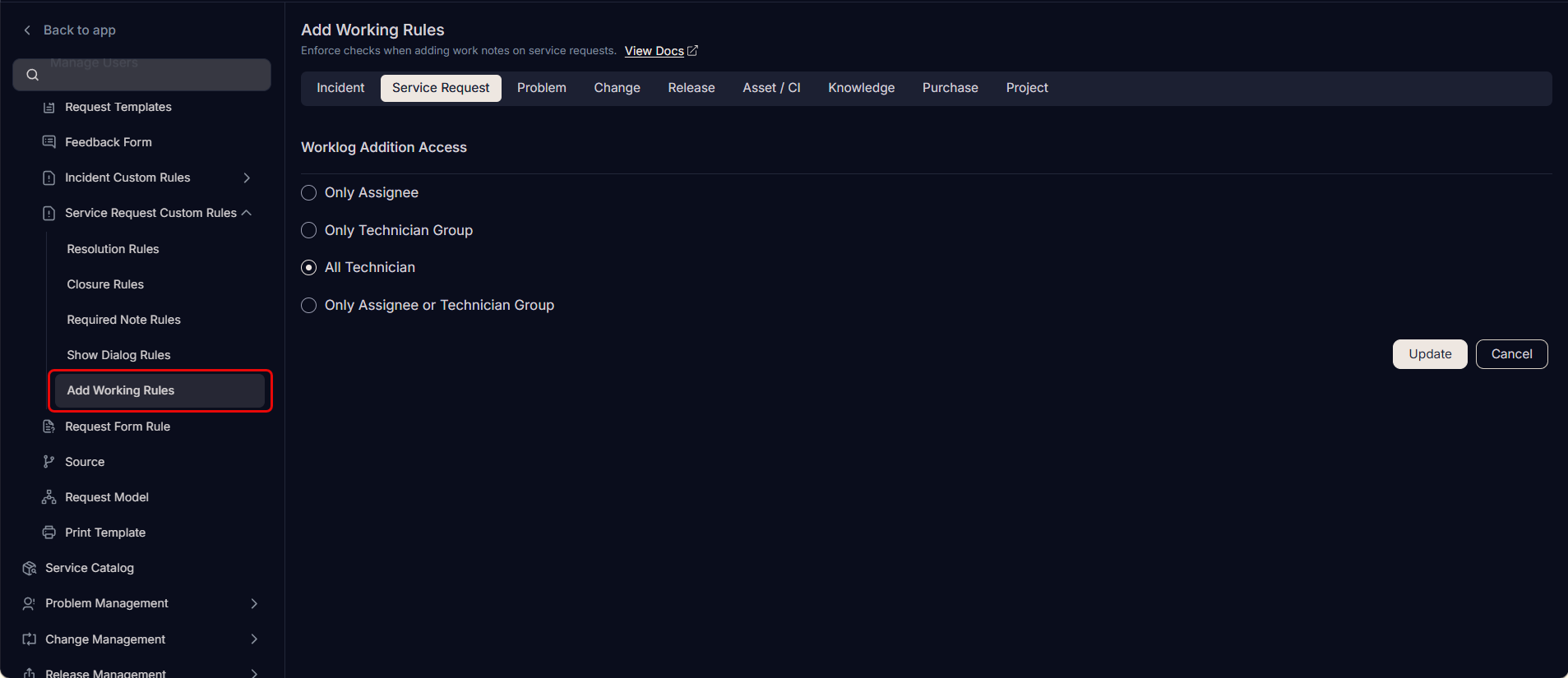 Add Worklog Rules