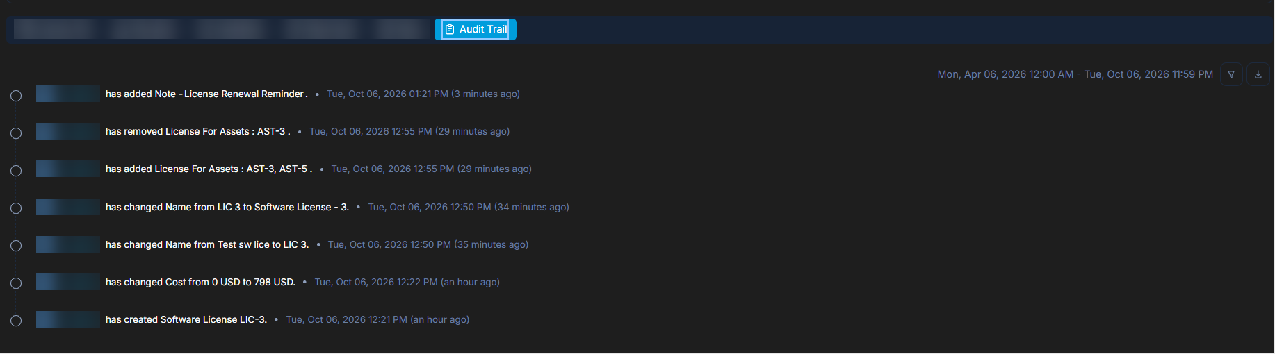 Audit Trail Tab