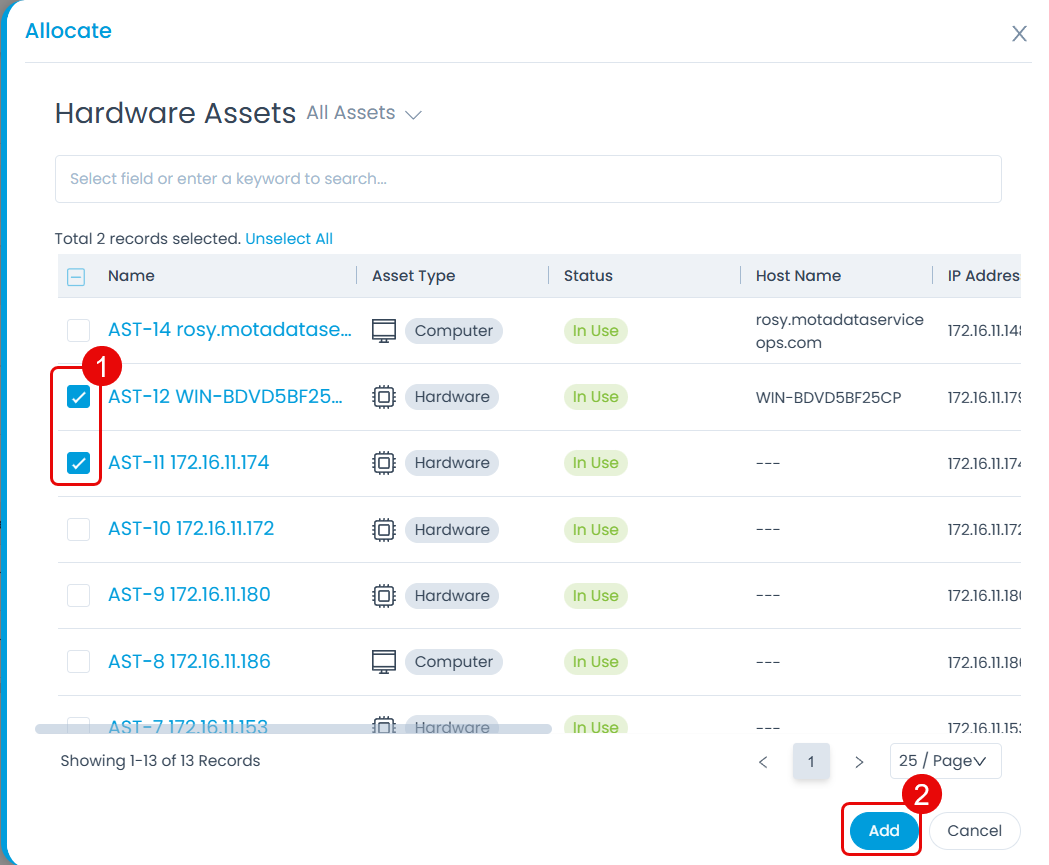 Select Hardware Assets