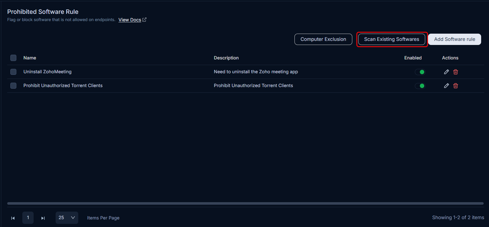 Scan Existing Softwares