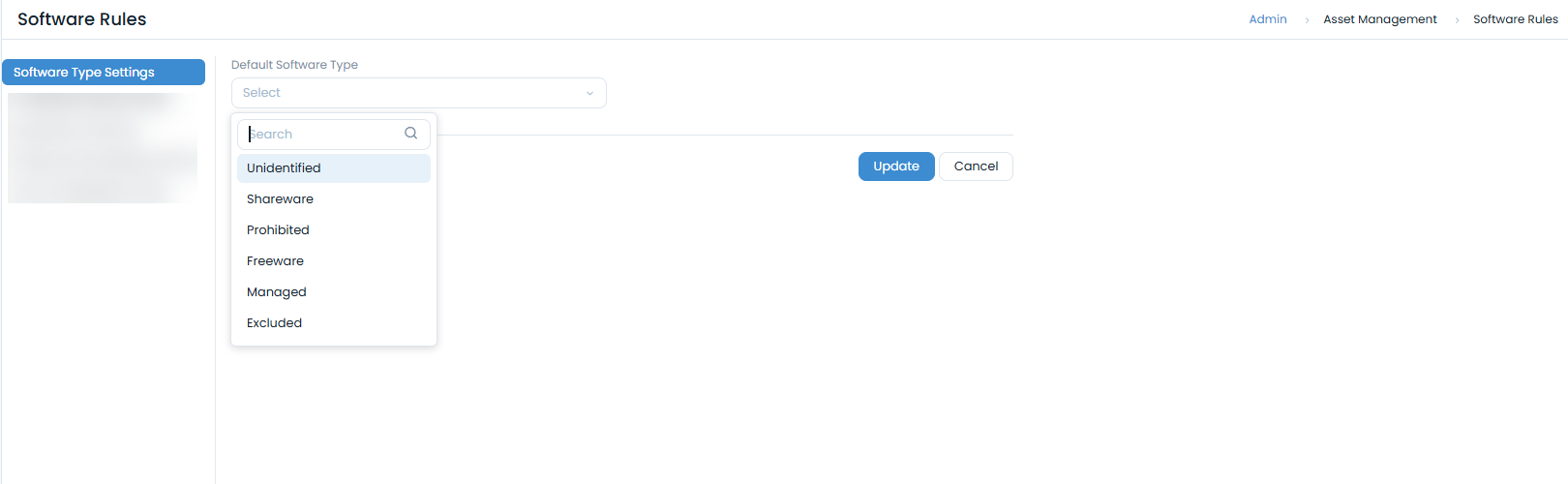 Software Type Settings