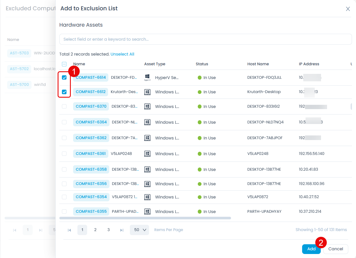 Add Computers to Exclusion List