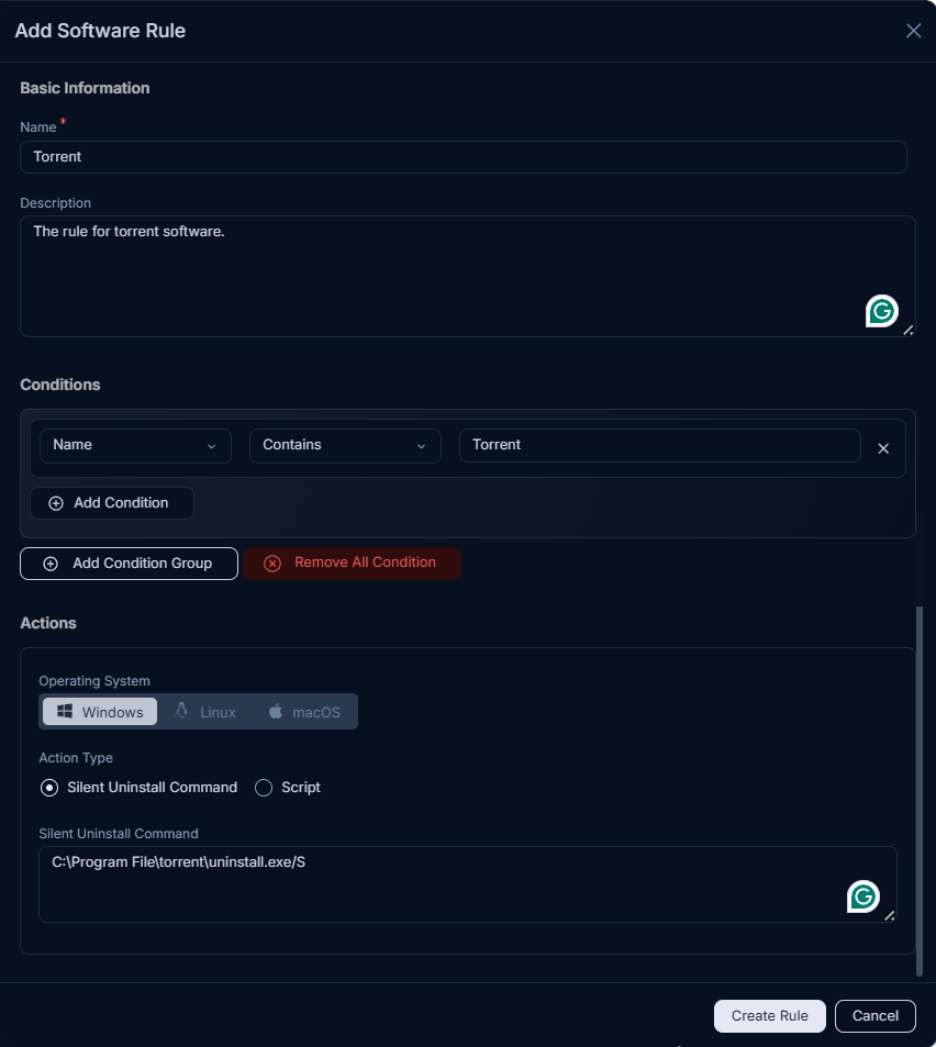 Add Prohibited Software Rule