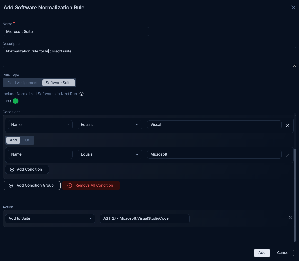 Add Software Normalization Rules