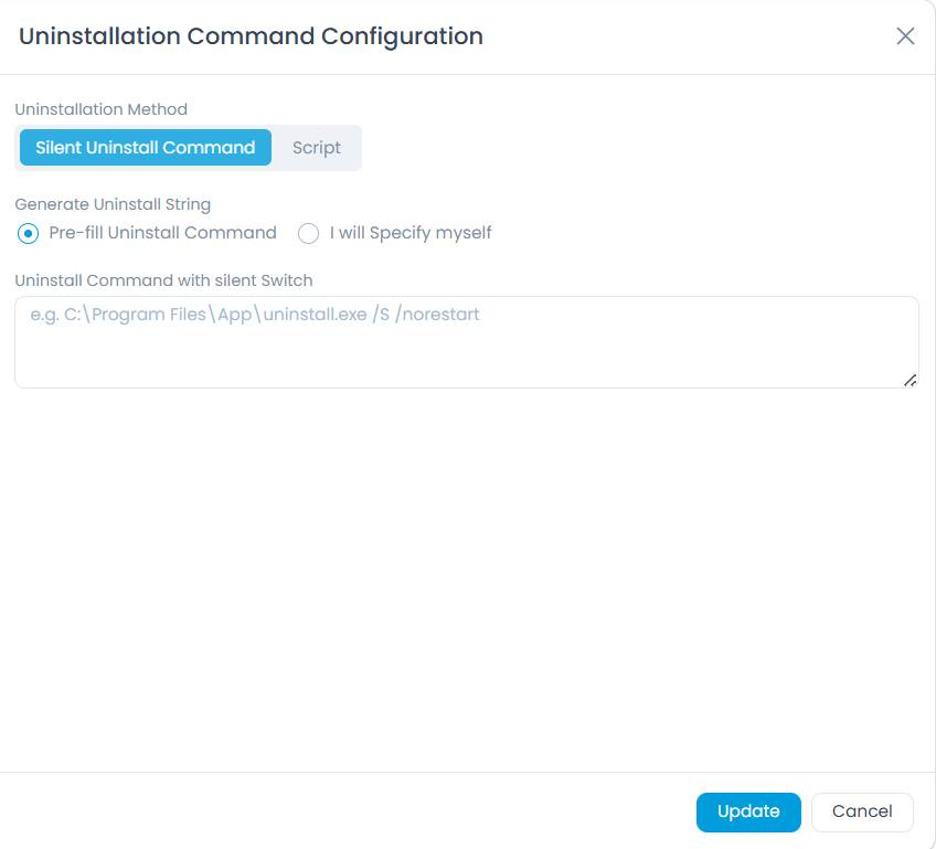 Uninstallation Command Configuration