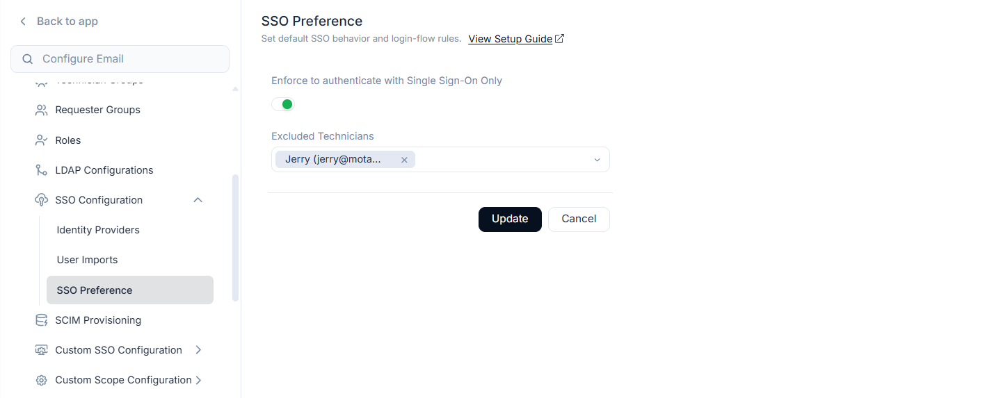 SSO Preference