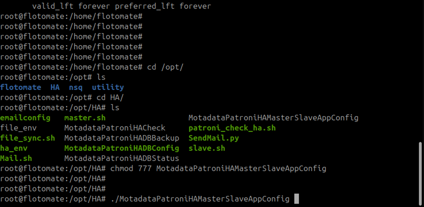 Terminal showing DC Slave application configuration completed successfully
