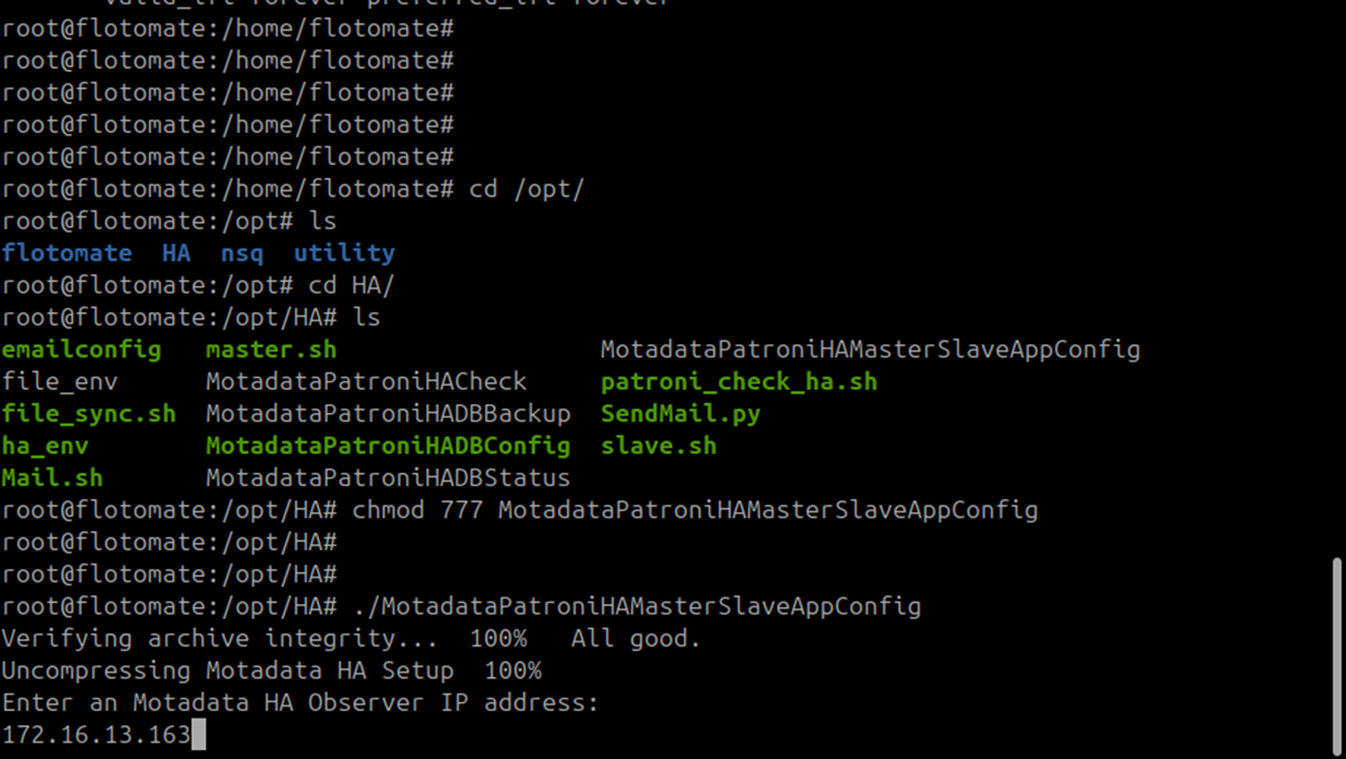 Terminal showing DC Master application configuration completed successfully