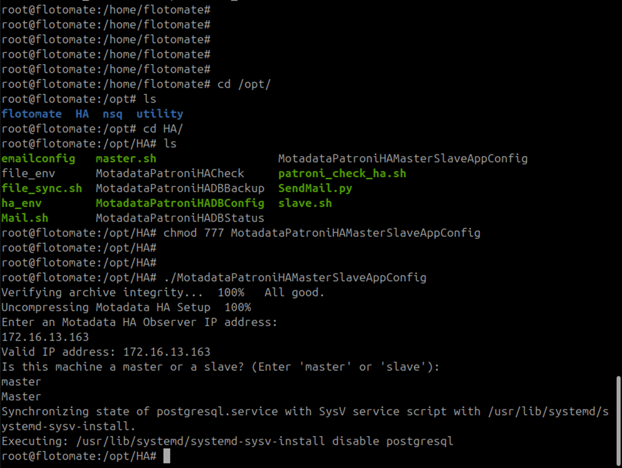 Terminal showing DC Master application configuration completed successfully