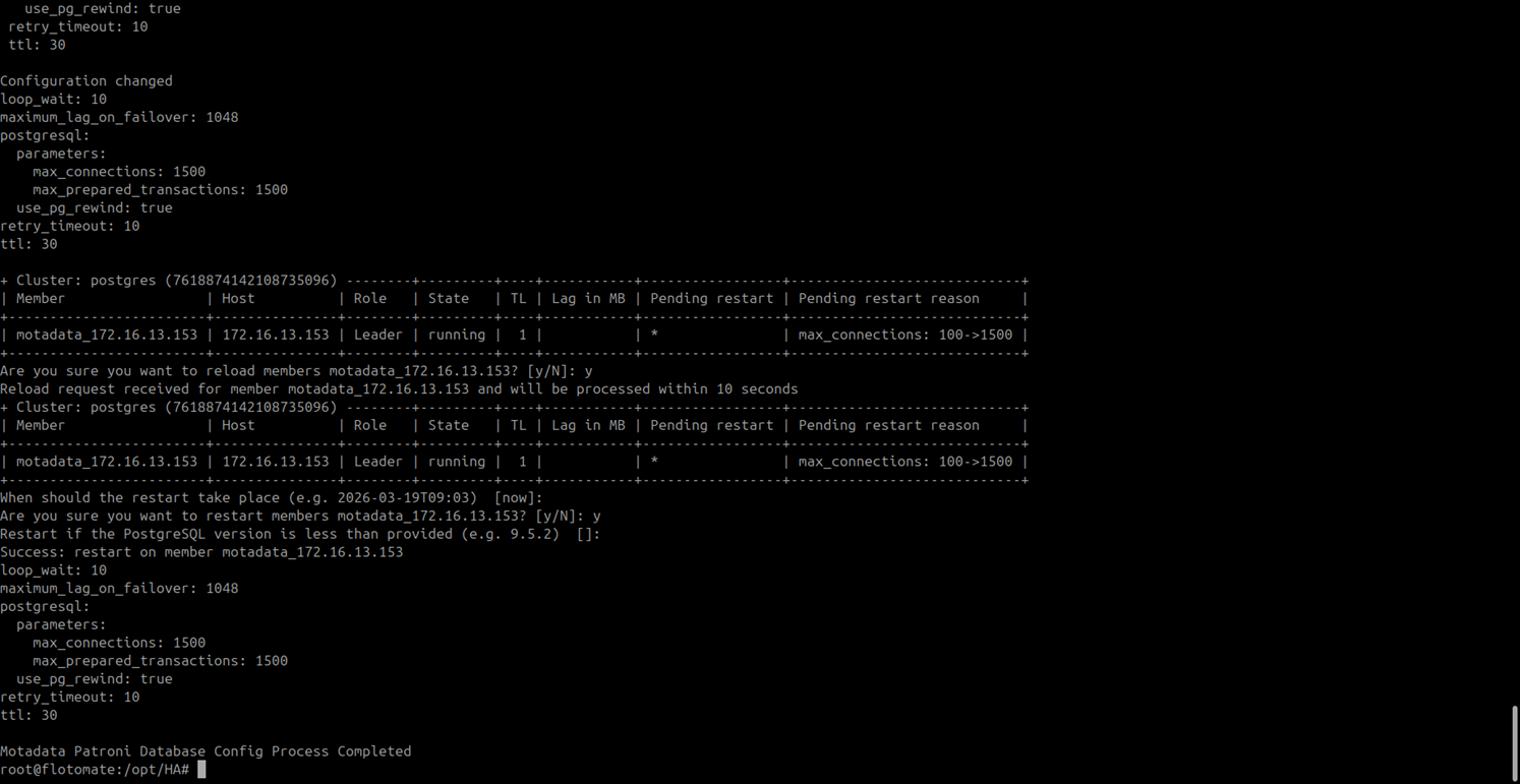 Terminal showing DC Master DB configuration completed successfully