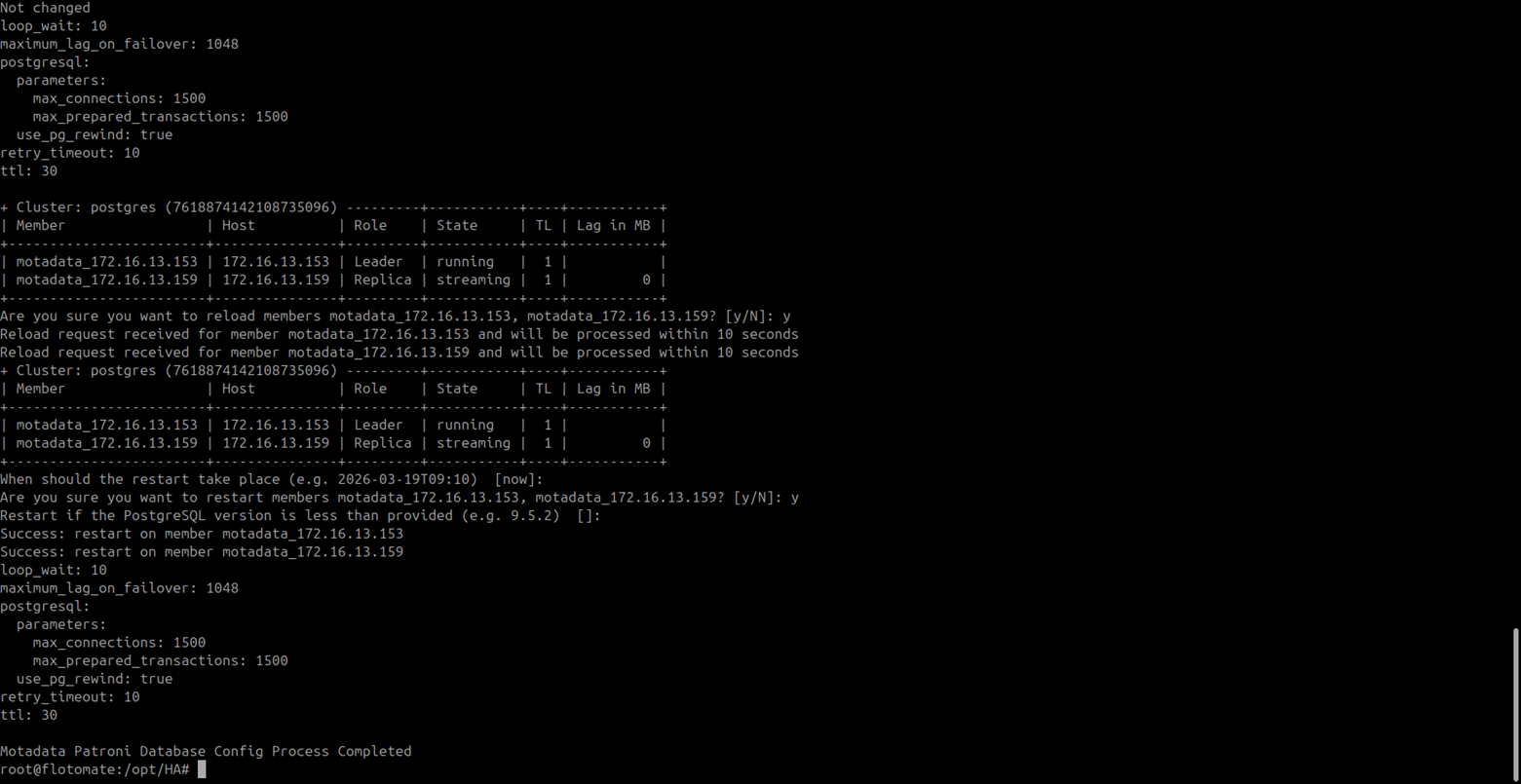 Terminal showing DC Slave DB configuration completed successfully