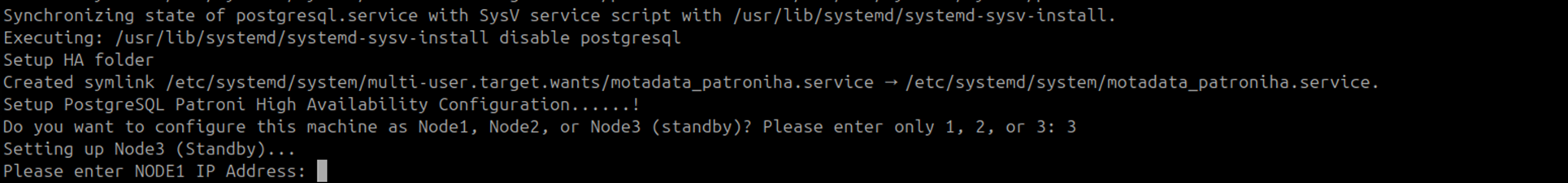 Terminal showing Node 3 selected with DC Master and DC Slave IP addresses entered on the DR machine