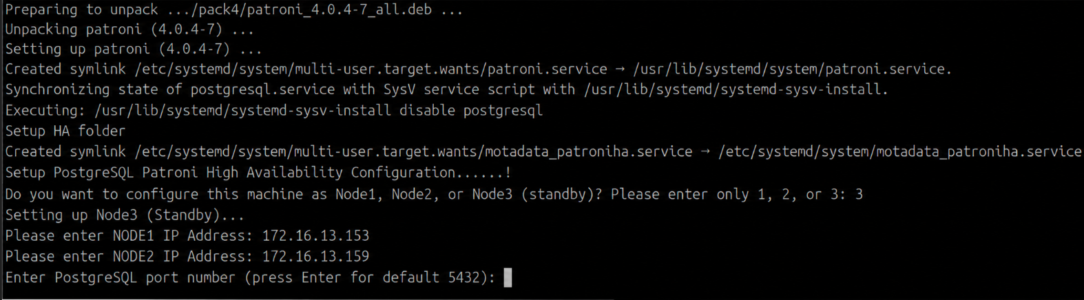 Terminal showing Node 3 selected with DC Master and DC Slave IP addresses entered on the DR machine