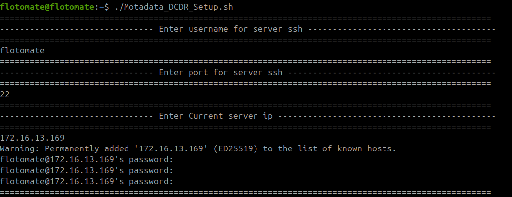 Terminal showing the DR machine IP and password entered with SSH key pair generation in progress