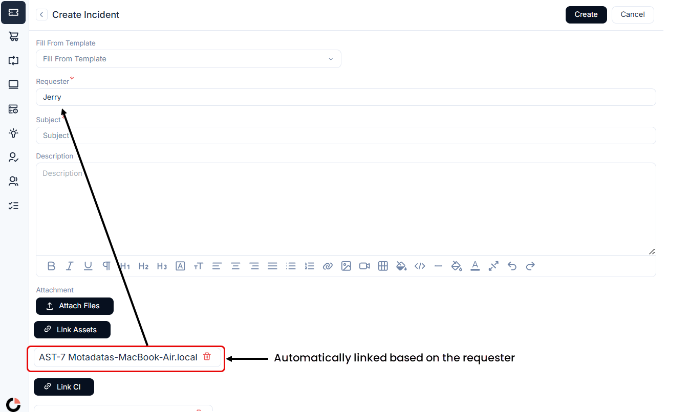 Asset linking options in Support Portal settings