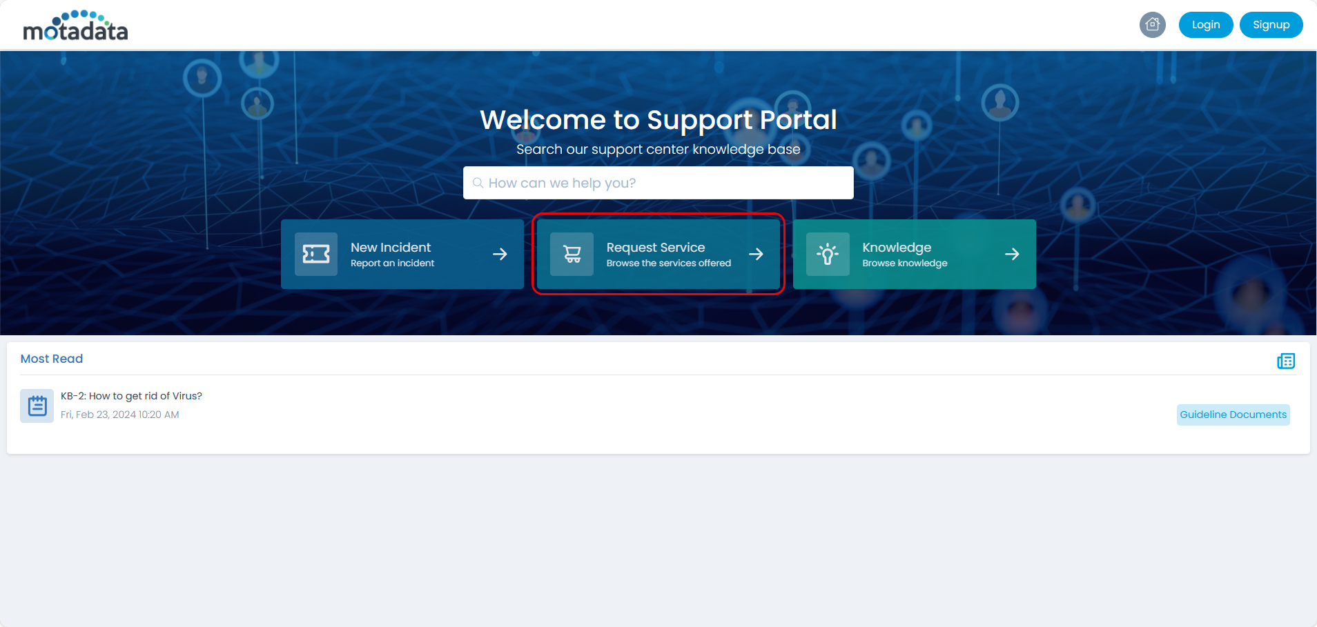 Support Portal Page