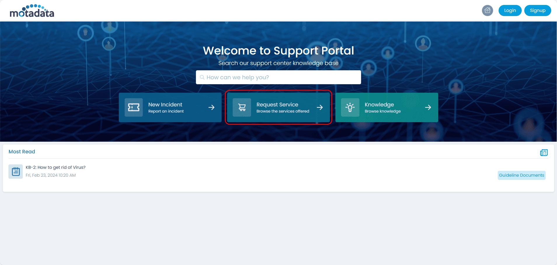 Support Portal Page