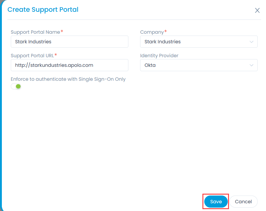 Create Support Portal Popup