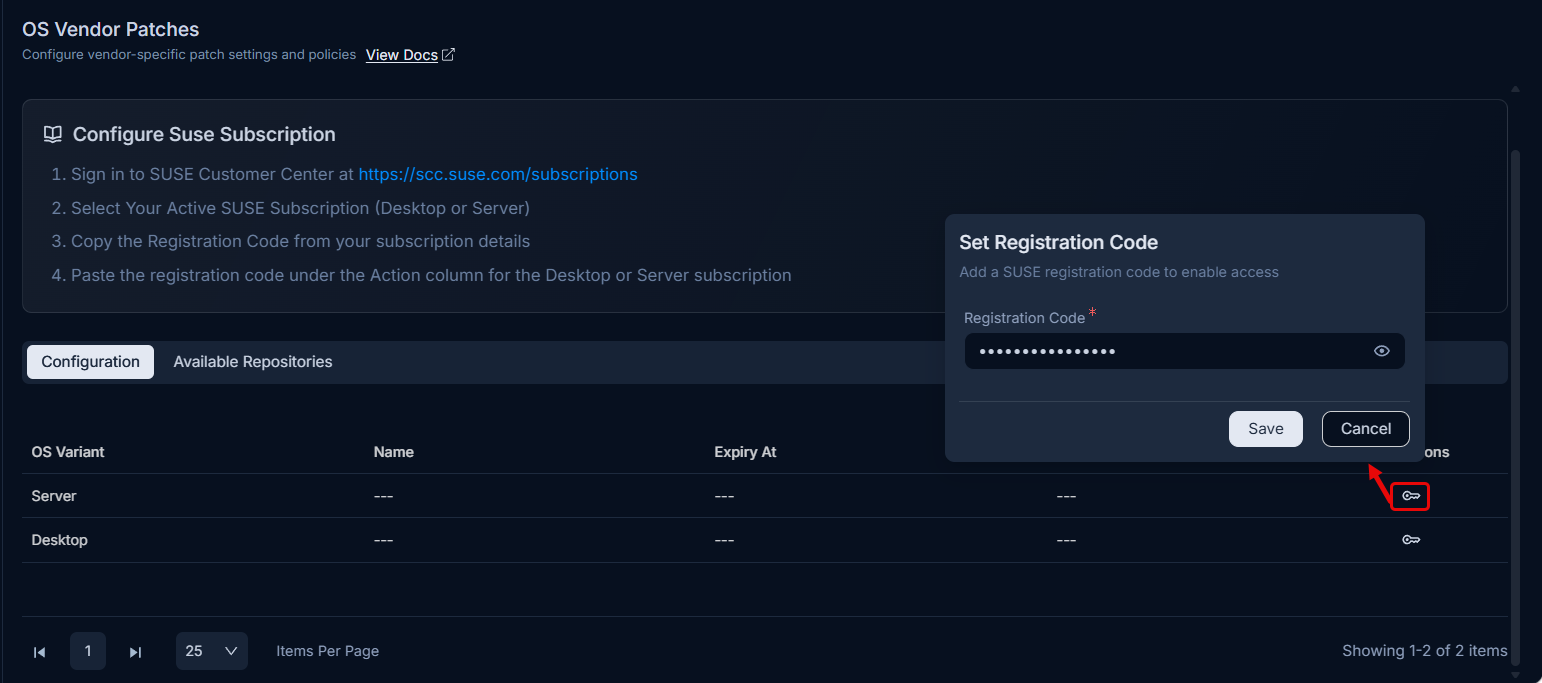 set registration code