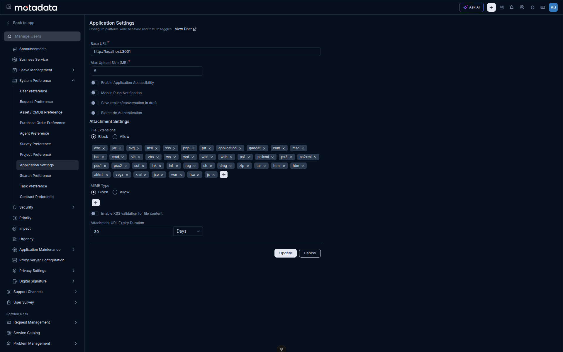Application Settings