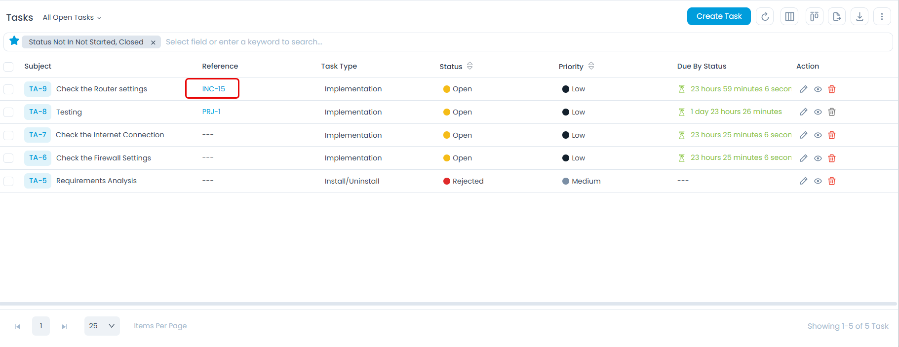 Click the Reference ID to view its Details