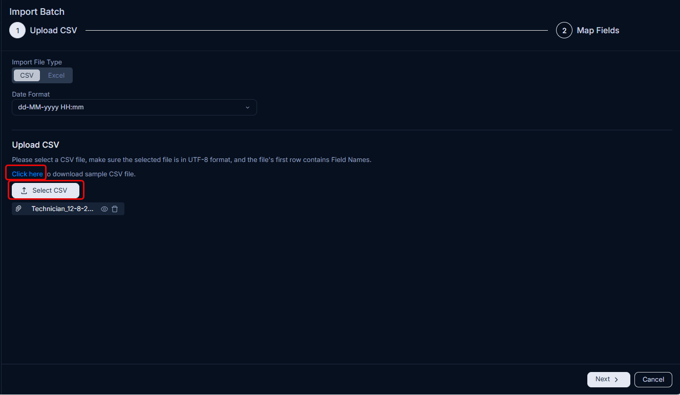 Select .CSV File
