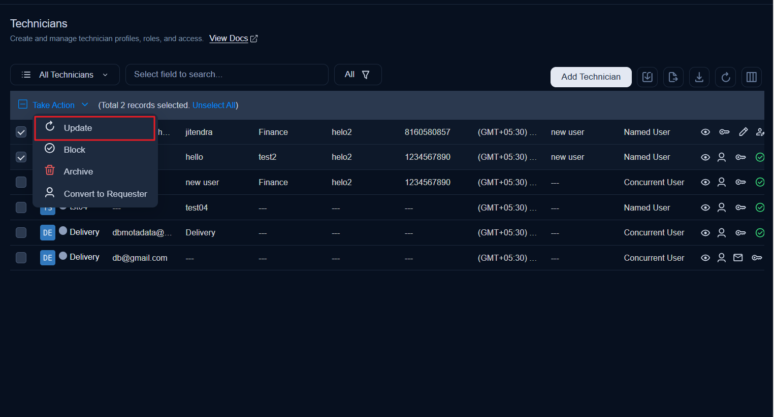 Bulk Update Take Action