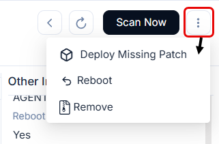 Deploy Missing Patch option in the More Options dropdown menu