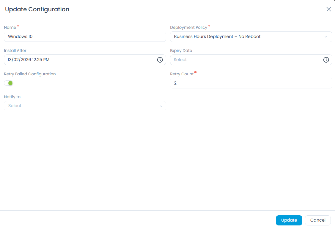 Update Configuration