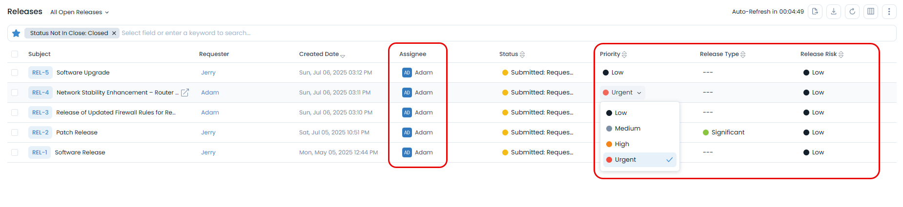 Update from List Page