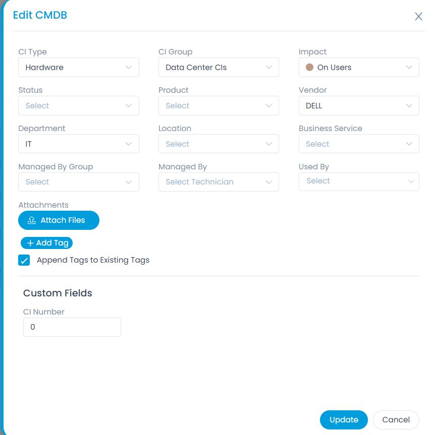 Select Fields to Update