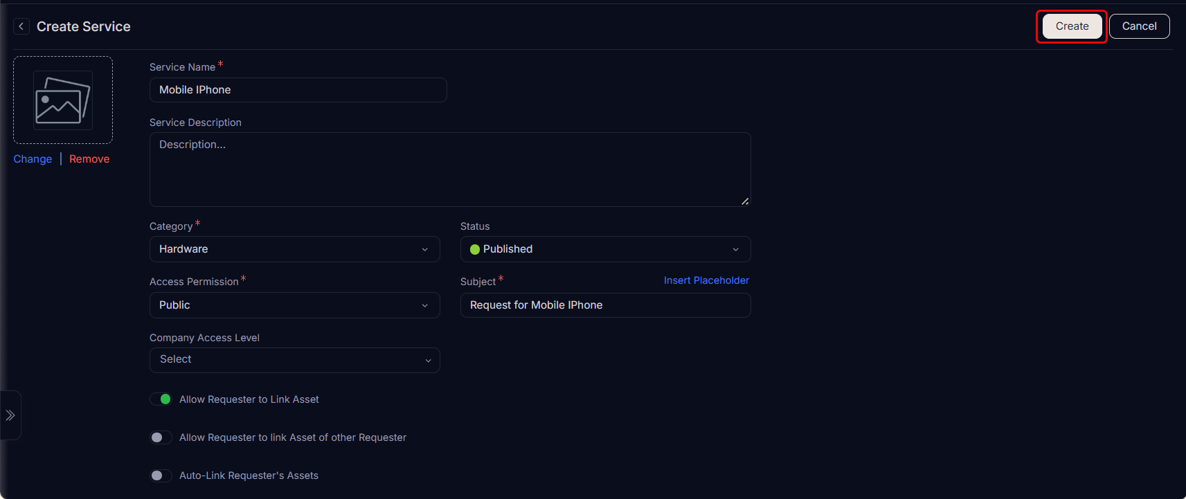 Create a Service Catalog