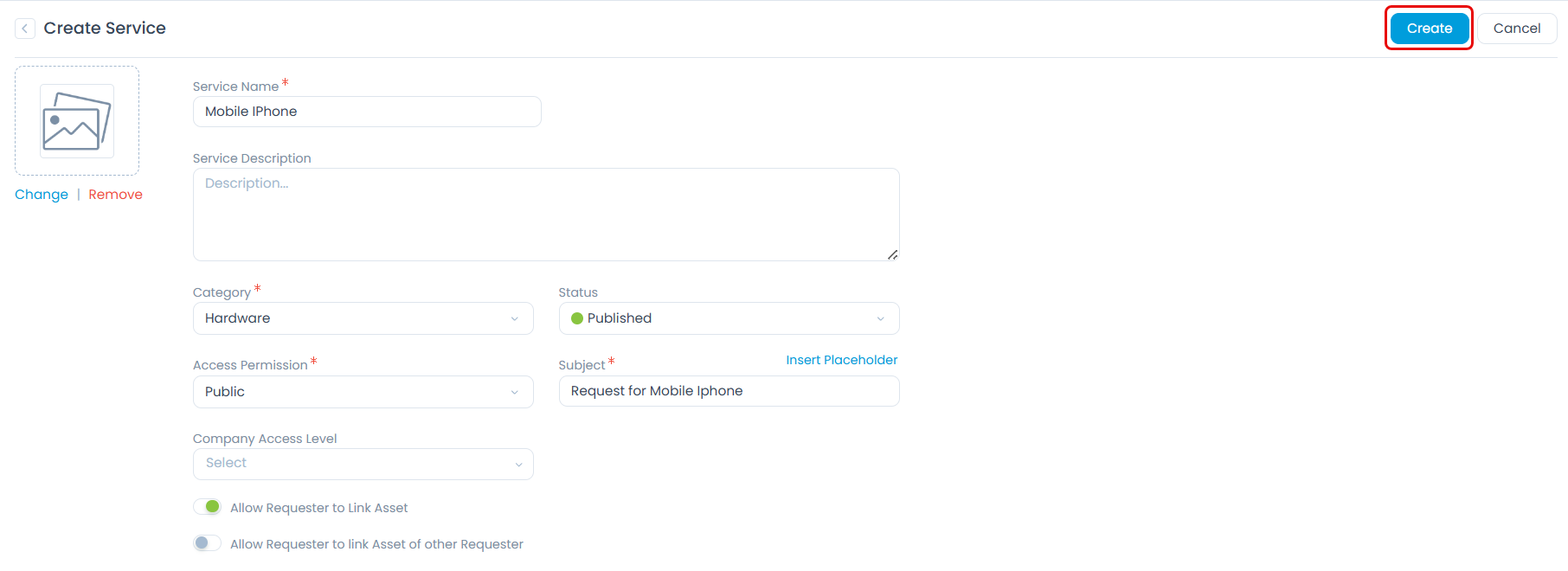 Create a Service Catalog