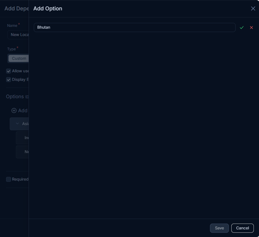 Adding Sub-Options